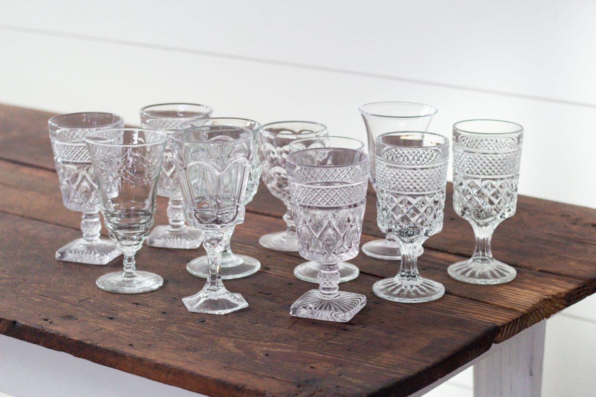 Clear Goblets Vintage Goblet Collection Sugar Creek Event Rentals