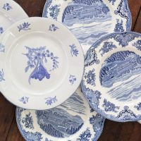 blue & white china salad plates
