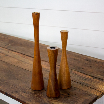 arthur wooden candle holders